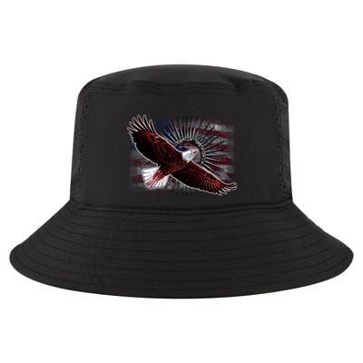 Soaring Metal Eagle American Flag Cool Comfort Performance Bucket Hat