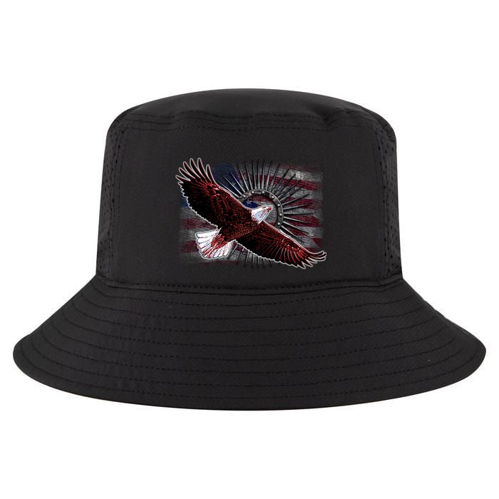Soaring Metal Eagle American Flag Cool Comfort Performance Bucket Hat