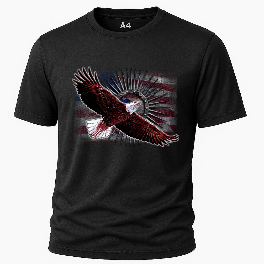 Soaring Metal Eagle American Flag Cooling Performance Crew T-Shirt