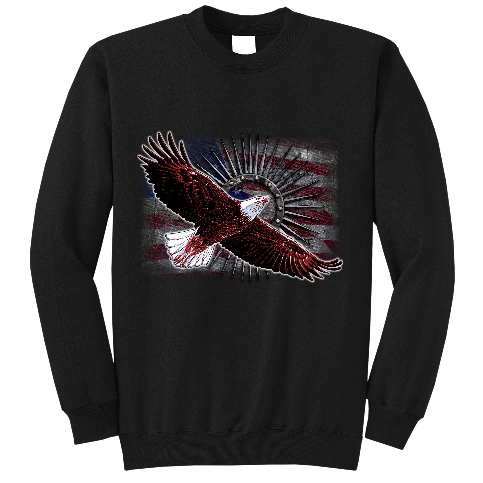 Soaring Metal Eagle American Flag Sweatshirt