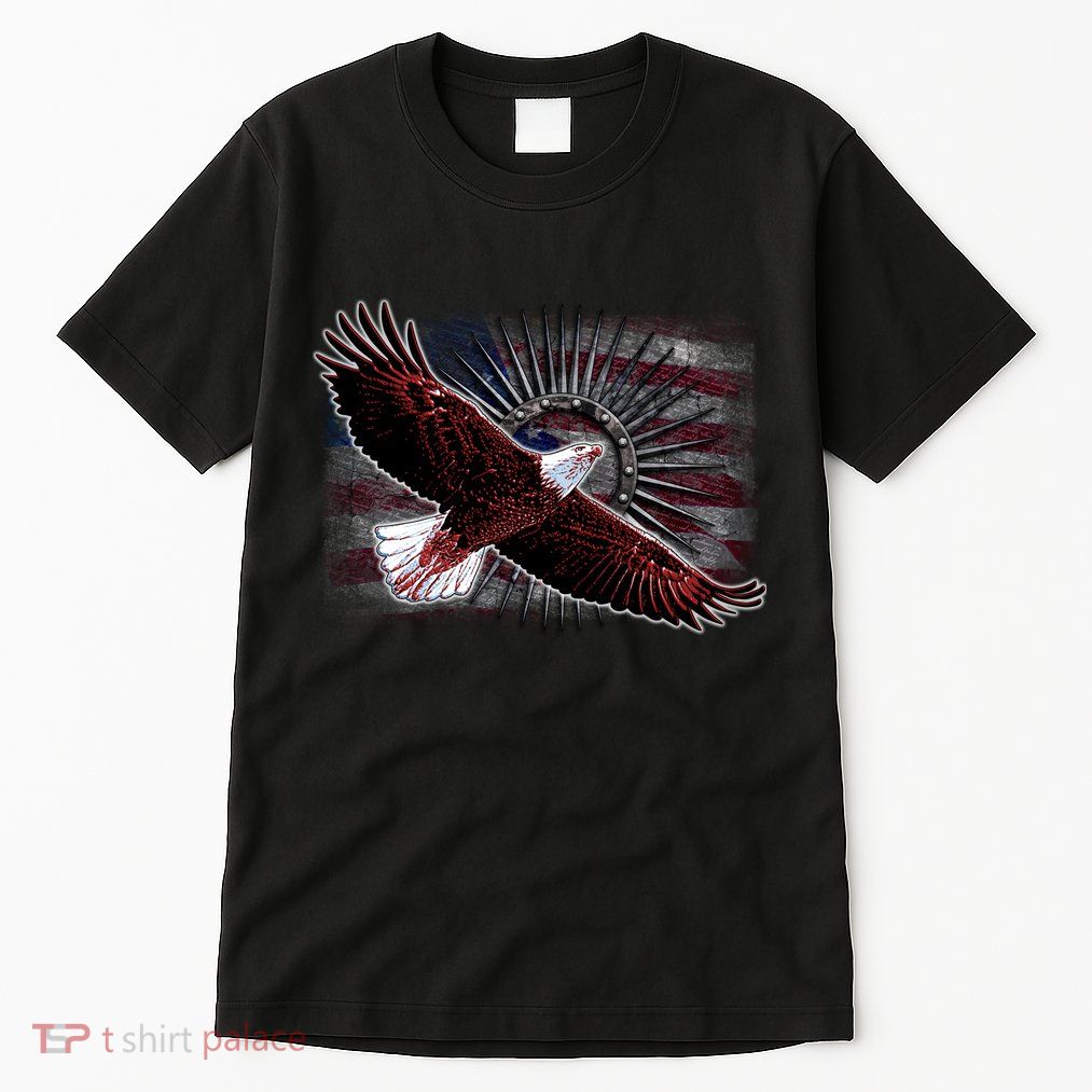 Soaring Metal Eagle American Flag Tall T-Shirt