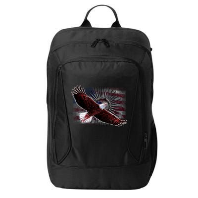 Soaring Metal Eagle American Flag City Backpack