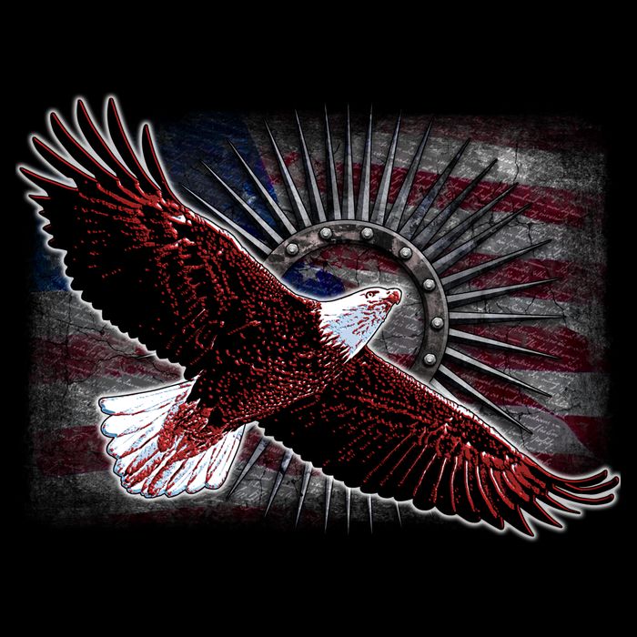 Soaring Metal Eagle American Flag City Backpack