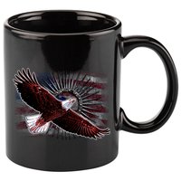 Soaring Metal Eagle American Flag 11oz C Handle Ceramic Mug