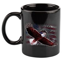 Soaring Metal Eagle American Flag 11oz C Handle Ceramic Mug