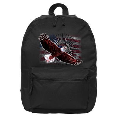 Soaring Metal Eagle American Flag 16 in Basic Backpack