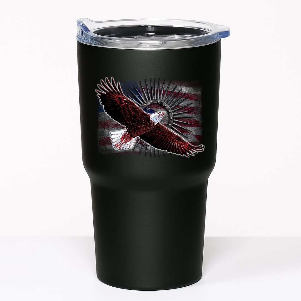 Soaring Metal Eagle American Flag Tumbler
