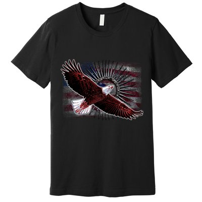 Soaring Metal Eagle American Flag Premium T-Shirt