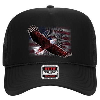 Soaring Metal Eagle American Flag Trucker Hat