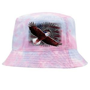 Soaring Metal Eagle American Flag Tie-Dyed Bucket Hat