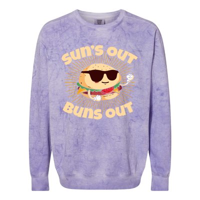 Suns Out Buns Out Summer Fun Beach Getaway Gift Colorblast Crewneck Sweatshirt