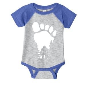 Sasquatch Or Bigfoot In The Forest Footprint Funny Gift Infant Baby Jersey Bodysuit