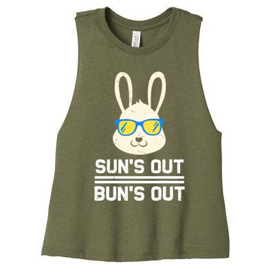 Suns Out Buns Out Funny Bunny Summer Quote Gift Women's Racerback Cropped Tank