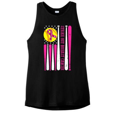 Strike Out Breast Cancer Softball Fight Awareness 2024 Ladies PosiCharge Tri-Blend Wicking Tank