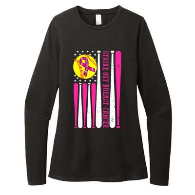 Strike Out Breast Cancer Softball Fight Awareness 2024 Womens CVC Long Sleeve Shirt