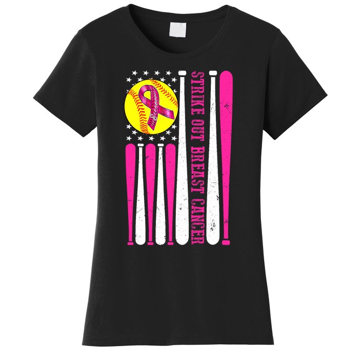 Strike Out Breast Cancer Softball Fight Awareness 2024 Women's T-Shirt