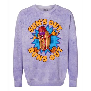 Sun´s Out Buns Out I Fast Food Sausage Hotdogs Food Wiener Gift Colorblast Crewneck Sweatshirt