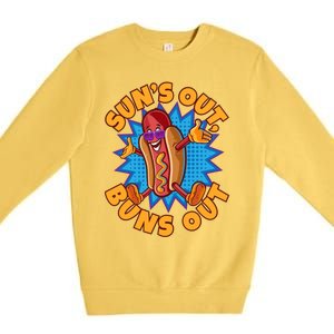 Sun´s Out Buns Out I Fast Food Sausage Hotdogs Food Wiener Gift Premium Crewneck Sweatshirt