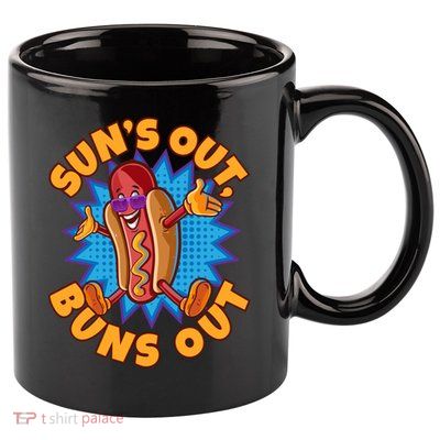 Sun´s Out Buns Out I Fast Food Sausage Hotdogs Food Wiener Gift 11oz C Handle Ceramic Mug