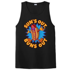 Sun´s Out Buns Out I Fast Food Sausage Hotdogs Food Wiener Gift PosiCharge Competitor Tank