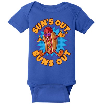 Sun´s Out Buns Out I Fast Food Sausage Hotdogs Food Wiener Gift Baby Bodysuit