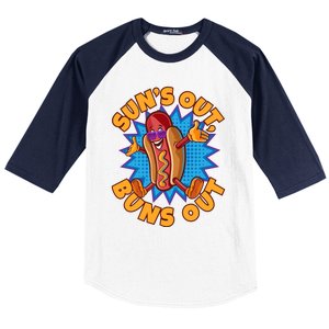 Sun´s Out Buns Out I Fast Food Sausage Hotdogs Food Wiener Gift Baseball Sleeve Shirt