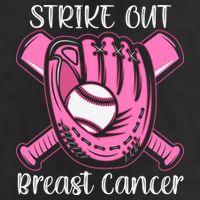 Strike Out Baseball Softball Pink Ribbon Breast Cancer 7 Panel Mesh Trucker Snapback Hat