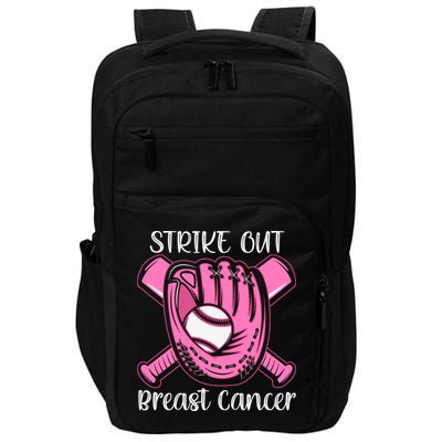 Strike Out Baseball Softball Pink Ribbon Breast Cancer Impact Tech Backpack