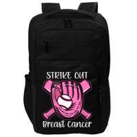Strike Out Baseball Softball Pink Ribbon Breast Cancer Impact Tech Backpack