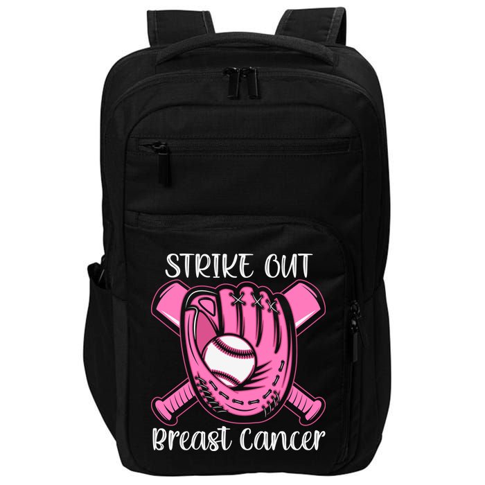 Strike Out Baseball Softball Pink Ribbon Breast Cancer Impact Tech Backpack