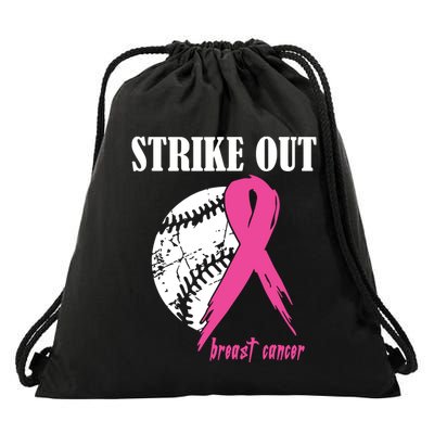 Strike Out Breast Cancer Awareness Baseball Fighters Drawstring Bag