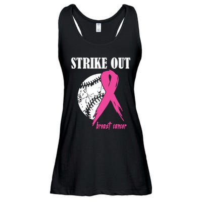 Strike Out Breast Cancer Awareness Baseball Fighters Ladies Essential Flowy Tank