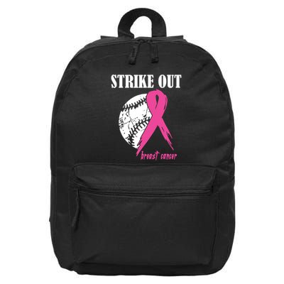 Strike Out Breast Cancer Awareness Baseball Fighters 16 in Basic Backpack