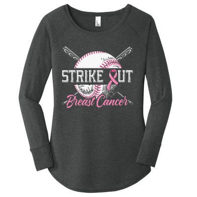 Strike Out Breast Cancer Baseball Breast Cancer Awareness Women's Perfect Tri Tunic Long Sleeve Shirt