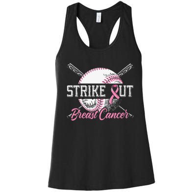 Strike Out Breast Cancer Baseball Breast Cancer Awareness Women's Racerback Tank