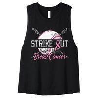 Strike Out Breast Cancer Baseball Breast Cancer Awareness Women's Racerback Cropped Tank