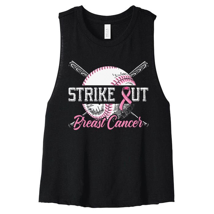 Strike Out Breast Cancer Baseball Breast Cancer Awareness Women's Racerback Cropped Tank