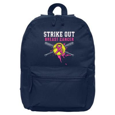 Strike Out Breast Cancer Awareness Day Pink Ribbon Softball 16 in Basic Backpack