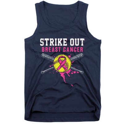 Strike Out Breast Cancer Awareness Day Pink Ribbon Softball Tank Top