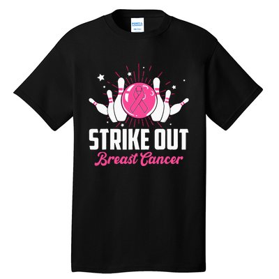 Strike Out Bowling Lovers Bowlers Breast Cancer Awareness Tall T-Shirt