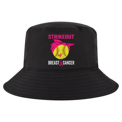 Strike Out Breast Cancer Awareness Messy Bun Softball Cool Comfort Performance Bucket Hat