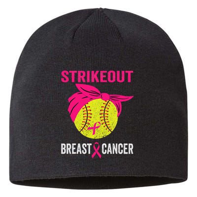 Strike Out Breast Cancer Awareness Messy Bun Softball Sustainable Beanie