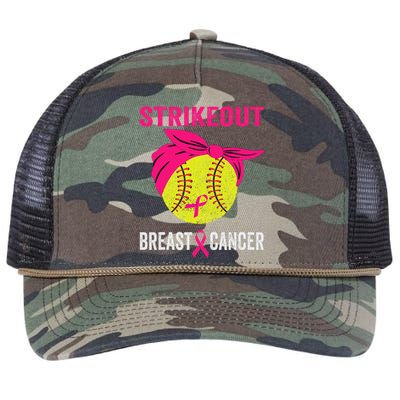 Strike Out Breast Cancer Awareness Messy Bun Softball Retro Rope Trucker Hat Cap