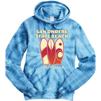 San Onofre Beach California Surfing Vintage Surfboards Tie Dye Hoodie