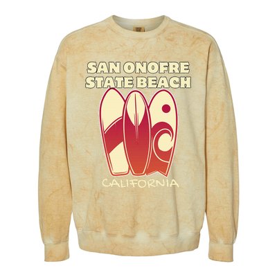 San Onofre Beach California Surfing Vintage Surfboards Colorblast Crewneck Sweatshirt