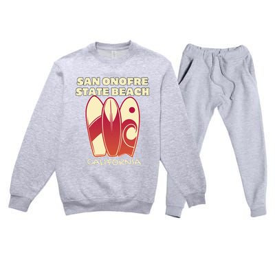 San Onofre Beach California Surfing Vintage Surfboards Premium Crewneck Sweatsuit Set