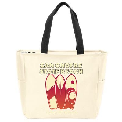 San Onofre Beach California Surfing Vintage Surfboards Zip Tote Bag