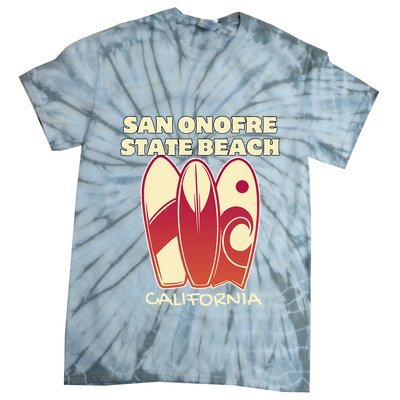 San Onofre Beach California Surfing Vintage Surfboards Tie-Dye T-Shirt