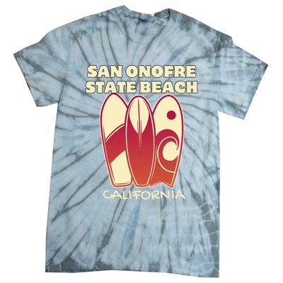 San Onofre Beach California Surfing Vintage Surfboards Tie-Dye T-Shirt