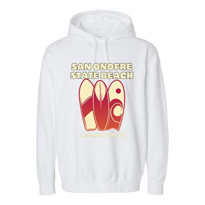 San Onofre Beach California Surfing Vintage Surfboards Garment-Dyed Fleece Hoodie